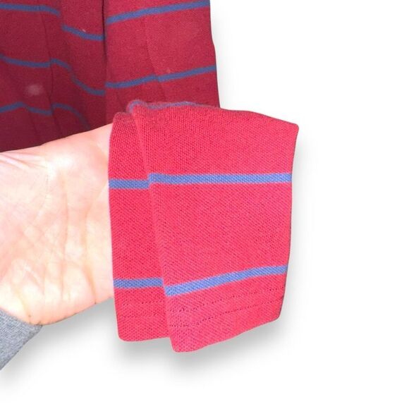 Red & Navy Lacoste Slim Fit Waffle Knit Shirt Size L - Picture 5 of 7